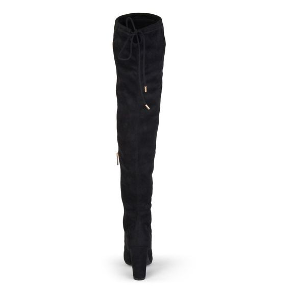 JOURNEE COLLECTION Womens Black Tie Maya Round Toe Block Heel Boots 10 M